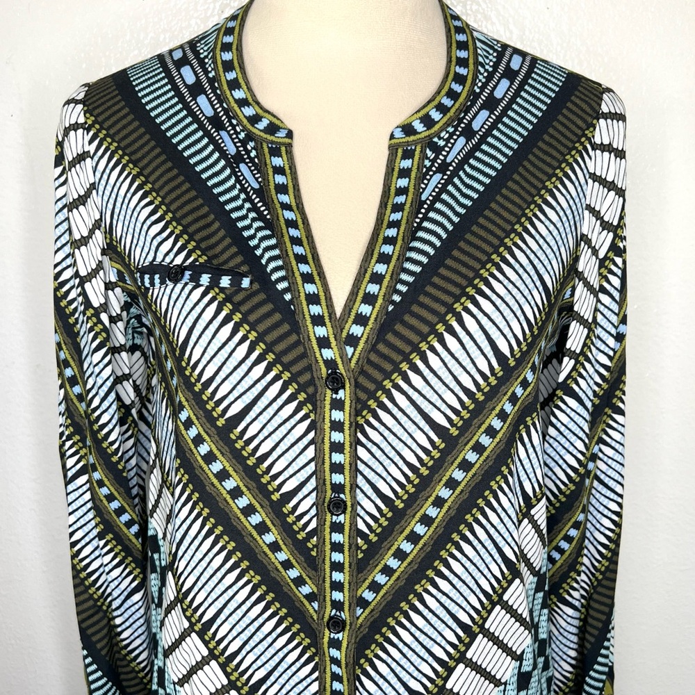 HALE BOB Alette Button Down Shift Mini Dress Chevron Checkered Size XS - Picture 3 of 11